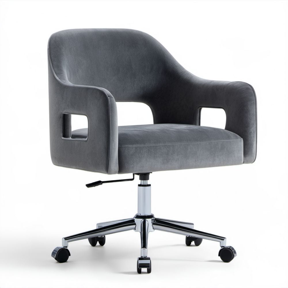 Szary fotel biurowy obrotowy z mikrofibry 62 x 62 x 84–94 cm