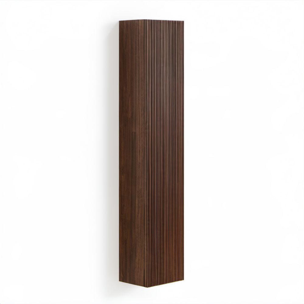 Wisząca szafka łazienkowa z MDF w kolorze ciemnego orzecha, 35 × 30 × 160 cm