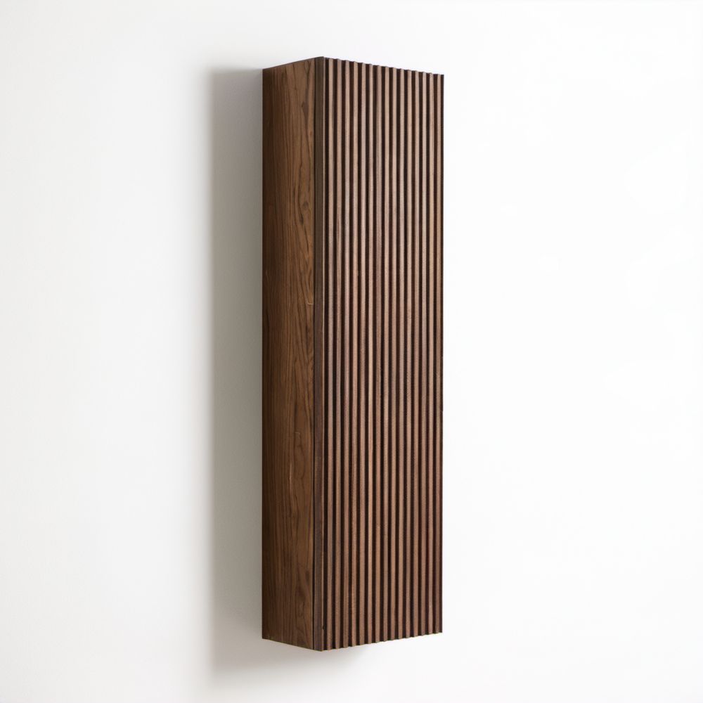 Wisząca szafka ścienna z MDF z ryflowanym frontem, ciemny orzech, 160 × 40 × 20 cm