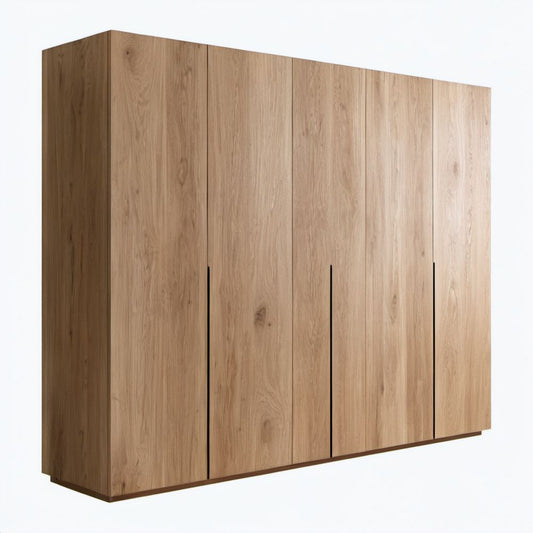 Czterodrzwiowa szafa do sypialni z płyty laminowanej, dąb naturalny, 200 × 60 × 220 cm