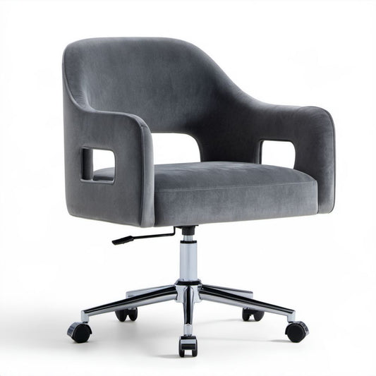 Szary fotel biurowy obrotowy z mikrofibry 62 x 62 x 84–94 cm