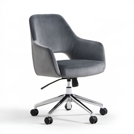Obrotowy fotel biurowy z mikrofibry szary 61 x 61 x 86–96 cm