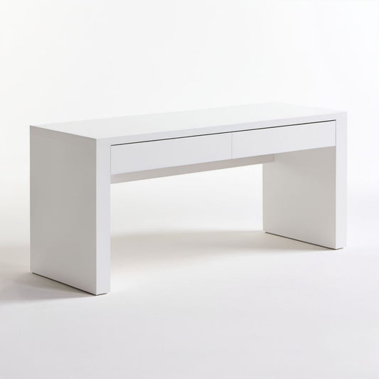 Białe biurko komputerowe z płyty wiórowej laminowanej, 2 szuflady, 120 x 60 x 75 cm