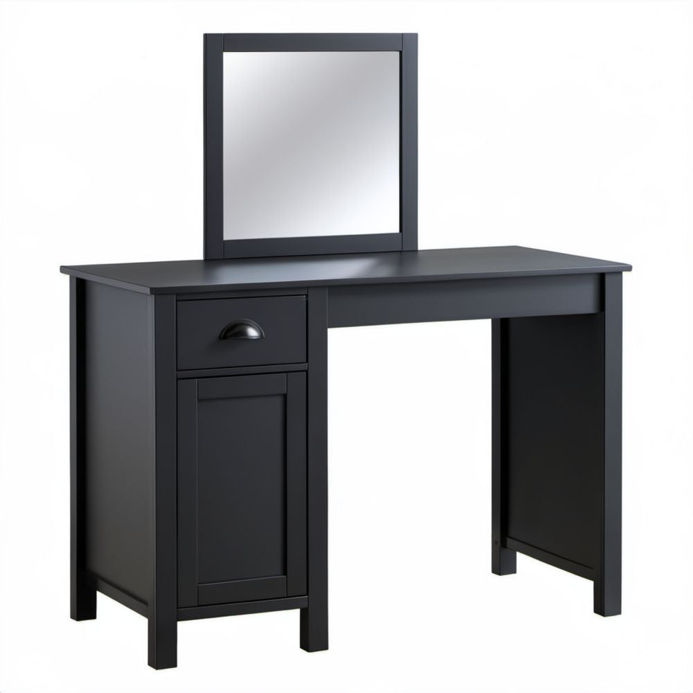 Czarna toaletka z lustrem z płyty MDF 90 × 40 × 140 cm